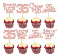 Ephlyn 30PCS Black 35th Birthday Cupcake Toppers Glitter Happy 35th Straight Outta 1991 Cupcake Picks for Cheers to 35 Years Party Cake Decorations Supplies Black