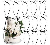 Ephlyn 30Pcs Bow Cupcake Toppers Valentine's Bowknot Ribbons Coquette Bow High Footed Cup Balloon Wall Party Decorations Cake Dessert Picks Birthday Wedding Party Supplies Black