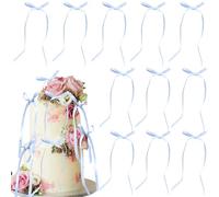 Ephlyn 30Pcs Bow Cupcake Toppers Valentine's Bowknot Ribbons Coquette Bow High Footed Cup Balloon Wall Party Decorations Cake Dessert Picks Birthday Wedding Party Supplies Blue