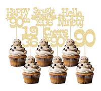 Ephlyn 30Pcs Happy 90th Birthday Cupcake Toppers Glitter Ninety Straight Outta 1936 Cupcake Picks Cheers to 90 Years Cake Decorations for Happy 90th Birthday Anniversary Party Supplies Gold