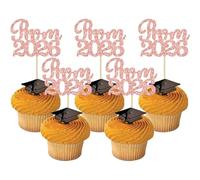 Ephlyn 30Pcs Prom 2026 Cupcake Toppers Glitter Prom Night Party 2026 Graduation Cupcake Picks Class of 2026 Cake Decorations for 2026 Graduation Cake Decorations Supplies Rose Gold 1