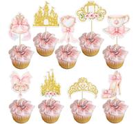 Ephlyn 36Pcs Princess Cupcake Toppers Elegant Princess Party Cake Decorations Perfect for Princess Birthday Baby Shower Fairy Tale Theme Party Supplies