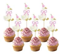Ephlyn 36Pcs Silly Goose Cupcake Toppers Funny One Silly Goose Party Decoration Geese Cake Toppers for Girls Boys Baby Shower Birthday Party Supplies Pink