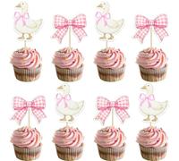 Ephlyn 36Pcs Silly Goose Cupcake Toppers Two Silly Goose Birthday Decorations Party Supplies for Girls Birthday Party Supplies Pink White