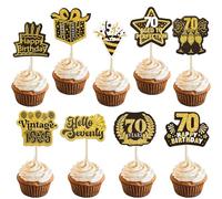 Ephlyn 40Pcs Happy 70th Birthday Cupcake Toppers Double Sided Seventy Hello 70 Straight Outta 1956 Cupcake Picks Vintage 1956 Cheers to 70 Years Cake Decorations for 70th Birthday Party Supplies