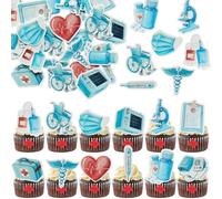 Ephlyn 48Pcs Edible Nurse Cupcake Toppers Nursing School Graduation 2025 Cupcake Picks for Medical Rn Nurse Grad Themed Birthday Party Supplies