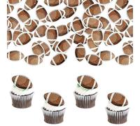 Ephlyn 50Pcs American Football Cupcake Toppers Rugby Ball Cupcake Decorations Sport Ball Cupcake Toothpicks for Football Themed Baby Shower Kids Birthday Party Cake Decorations