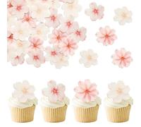 Ephlyn 54Pcs Edible Cherry Blossom Cake Decoration Spring Flowers Cupcake Toppers Wafer Paper Flowers Cake Decoration Wedding Birthday Baby Shower Party Supplies Multicolor