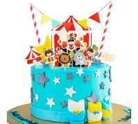 Ephlyn 8Pcs Circus Cupcake Toppers DIY Vintage Circus Animals Tiger Lion Bear Elephant Horse Cake Decorations for Carnival Theme Baby Shower Birthday Party Favor Supplies