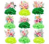 Ephlyn 9Pcs Hawaii Luau Honeycomb Centerpieces Tropical Aloha Party Decorations for Hawaii Table Flower Toppers Paper Centerpieces for Tropical Luau Party Supplies