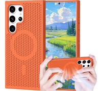 Ephoou Cooling Case for Samsung Galaxy S23 Ultra 6.8 Inch, Magnetic Honeycomb Heat Dissipation Breathable Mesh Design, Shockproof Hard PC Slim Cover for Samsung Galaxy S23 Ultra SR-Orange