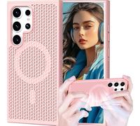 Ephoou for Samsung Galaxy S25 Ultra Cooling Case with Magnetic Ring, Heat Dissipation Honeycomb Mesh, Shockproof Hard PC Slim Cover for Samsung Galaxy S25 Ultra SR-Pink