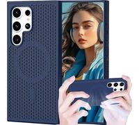 Ephoou for Samsung Galaxy S25 Ultra Cooling Case with Magnetic Ring, Heat Dissipation Honeycomb Mesh, Shockproof Hard PC Slim Cover for Samsung Galaxy S25 Ultra SR-Blue