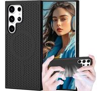 Ephoou for Samsung Galaxy S25 Ultra Cooling Case with Magnetic Ring, Heat Dissipation Honeycomb Mesh, Shockproof Hard PC Slim Cover for Samsung Galaxy S25 Ultra SR-Black