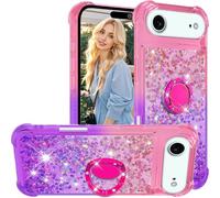 Ephoou Gradient Liquid Glitter Case for A IP A107 A1ir 6.55" with Ring Kickstand, Women Girls Cute Bling Heart Floating Sparkle Soft TPU Shockproof Cover for IP A107 A1ir JB-Pink Purple