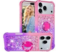 Ephoou Gradient Liquid Glitter Case for A IP A107 Pro Max 6.86" with Ring Kickstand, Women Girls Cute Bling Heart Floating Sparkle Soft TPU Shockproof Cover for IP A107 Pro Max JB-Pink Purple