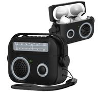 Ephoou Retro Mini Radio for AirPods Pro 3 Case Cover with Wrist Strap, Cool Funny Cute Silicone Shockproof Cover for Women Men - Supports Wireless Charging for AirPods Pro 3rd SYJ-Black