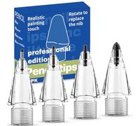 Ephoou Upgraded Replacement Pencil Tips for Apple Pencil Pro/ 1st Gen/ 2nd Gen/USB-C, New Soft Refill & POM Nibs with Case for iPad Pro - 4 Pack, Transparent