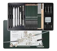 EPHOSHI 27pcs Sketching Art Set: 8B-2H Graphite Pencils, Charcoal Pencils, Blending Stumps, Erasers, Metal Case - Drawing, Sketching, Shading, Texturing