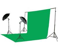 ePhoto 800 Watt Video Photography Studio Chromakey Muslins Background Support System Kit with Case byK151020SV
