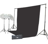 ePhoto Complete Photography Video Umbrella Light Lighting Kit & Backdrop Support with Case Free 6x9-Feet Black Muslin ULS69B