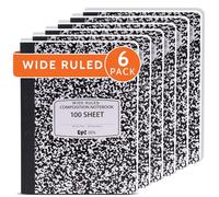 EPI Marble Hardcover Wide Ruled Composition Notebook | 200 Pages (100 Sheets), 9.75 x 7.5 in, Sturdy Sewn Binding | School, Office, Journaling, Notes - 6 Pack