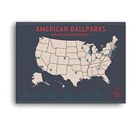 Epic Adventure Maps Major League Baseball Travel Map - Mark Your Travels to Your Favorite MLB Baseball stadiums for The Baseball Fan (Gray, 24x17)