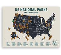 Epic Adventure Maps - US National Parks Travel Scratch Off Poster - Reveals Pine Shaped Nature Photographs - Beige / 24 x 17 Inches