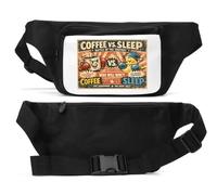 Epic Battle Between Coffee and Sleep Unisex Waist Bag Black