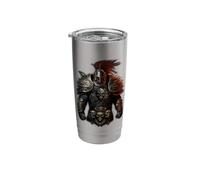 Epic Battle Knight Armor Dark Fantasy Warrior Illustration Stainless Steel Insulated Tumbler