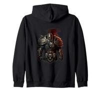 Epic Battle Knight Armor Dark Fantasy Warrior Illustration Zip Hoodie