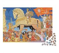 Epic Battle Puzzles for Elderly 1000 Piece Recyclable Trojan Horse Jigsaw Puzzles Puzzle Game Props Impossible Hard Difficult Challenging Activity 38x26cm/1000pcs