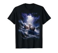 Epic Bible Story Christian Graphic - Jesus Calming The Storm Value Graphic T-Shirt, Men, Black, M