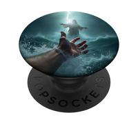 Epic Bible Story Christian Graphic - Jesus Saving Peter PopSockets Adhesive PopGrip