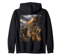 Epic Bible Story Christian Graphic - Noah & Ark Animals Zip Hoodie