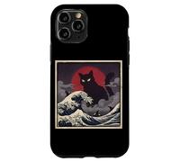 Epic Black Cat Over Stormy Japanese Ocean Waves Case for iPhone 11 Pro