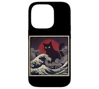 Epic Black Cat Over Stormy Japanese Ocean Waves Case for iPhone 14 Pro