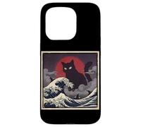 Epic Black Cat Over Stormy Japanese Ocean Waves Case for iPhone 15 Pro