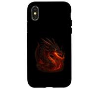 Epic Black Flame Dragon Mythical Fantasy Fire Creature Case for iPhone X/XS