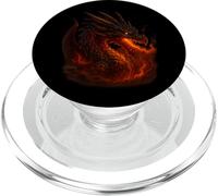 Epic Black Flame Dragon Mythical Fantasy Fire Creature PopSockets PopGrip for MagSafe