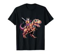 Epic Cat Warrior On Robot Dinosaur Adventure T-Shirt