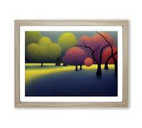 Epic Cherry Blossom Trees Abstract Framed Print | A2 Oak Framed Wall Art | Ready to Hang | Abstract Floral Picture | Living Room Bedroom Lounge Office