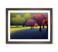Epic Cherry Blossom Trees Abstract Framed Print | A2 Walnut Framed Wall Art | Ready to Hang | Abstract Floral Picture | Living Room Bedroom Lounge Office