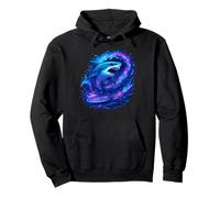 Epic Cosmic Shark Surfing Galaxy Space Ocean Waves Graphic Pullover Hoodie