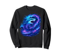 Epic Cosmic Shark Surfing Galaxy Space Ocean Waves Graphic Sweatshirt