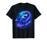 Epic Cosmic Shark Surfing Galaxy Space Ocean Waves Graphic T-Shirt