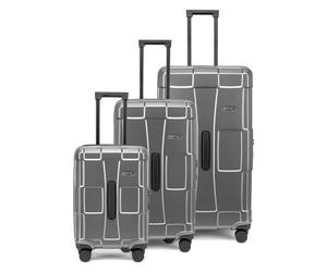 Epic Crate Trunks 4 wheels Suitcase set 3-piece silver colored