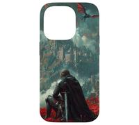 Epic Dark Fantasy Knight and Dragon Castle Art Case for iPhone 14 Pro