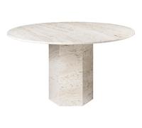 Epic Dining Table Ø130 White/Travertine