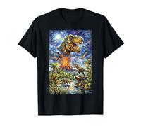 Epic Dinosaur Volcano T-Rex Triceratops Jungle T-Shirt